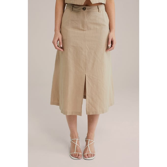 We Fashion Skirt Medium Length Beige Maat: S | Midi Rokken Outlet | Dames | Beige