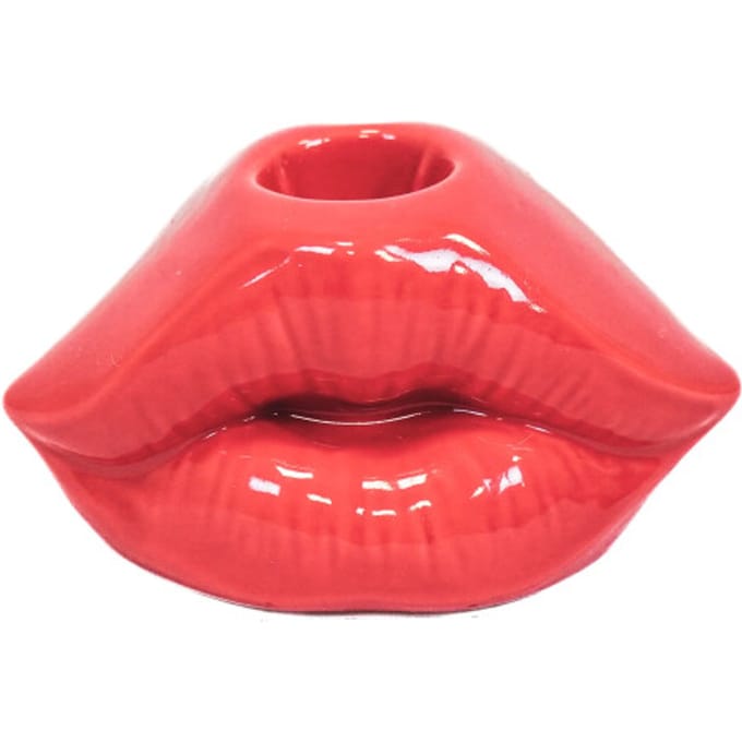 Housevitamin Lips Don't Lie Kandelaar - Dopamine Decor - Design - Eyecatcher - Rood - 10,5x6,5x5,5cm.