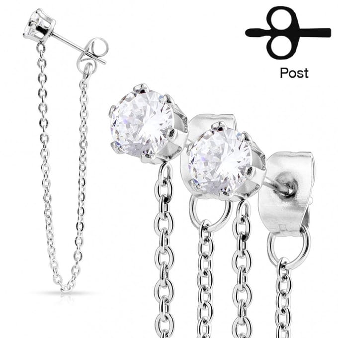 Oorbellen chain 0.8x6x3- zilver - LMPiercings
