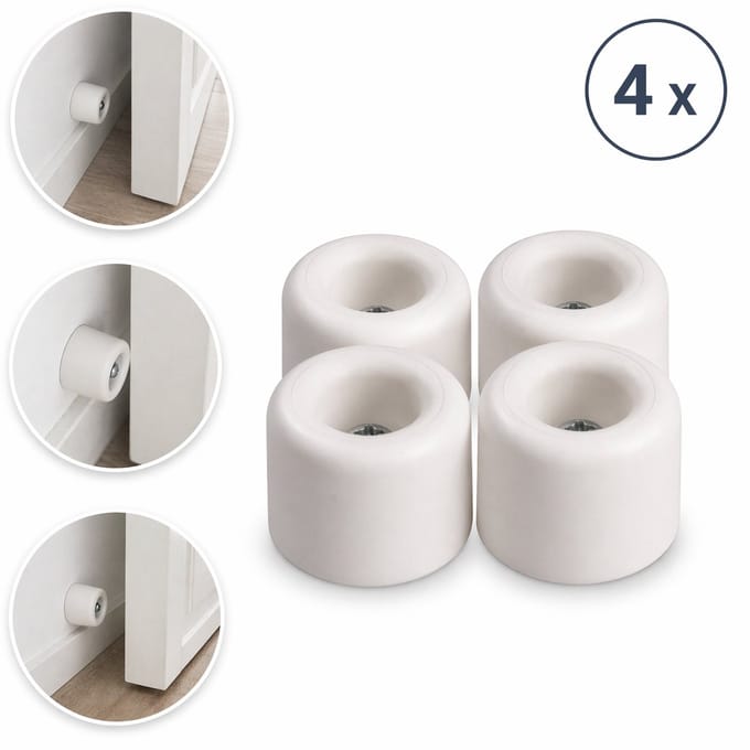 PD® Deurstopper - 4 stuks - Wit Rubber 40mm