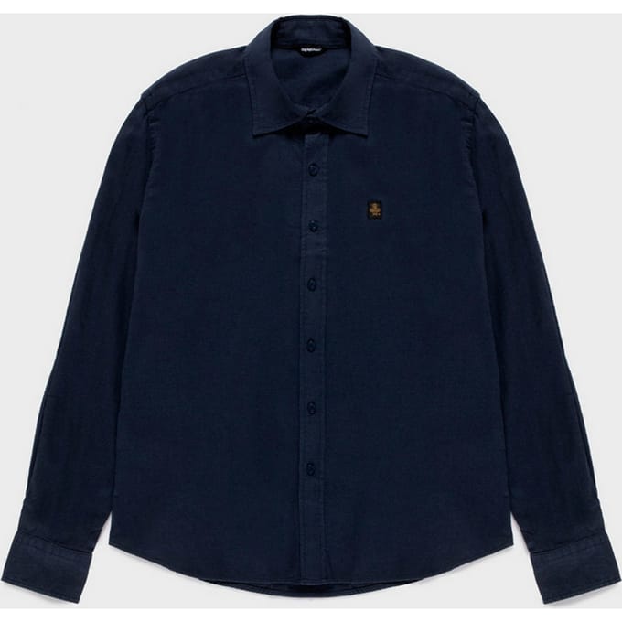shirt gemengd linnen man marine blazer