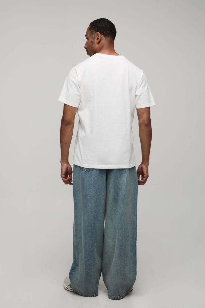 Essential Baggy Fit Rigid Washed Jeans | Stonewash | Size 46R