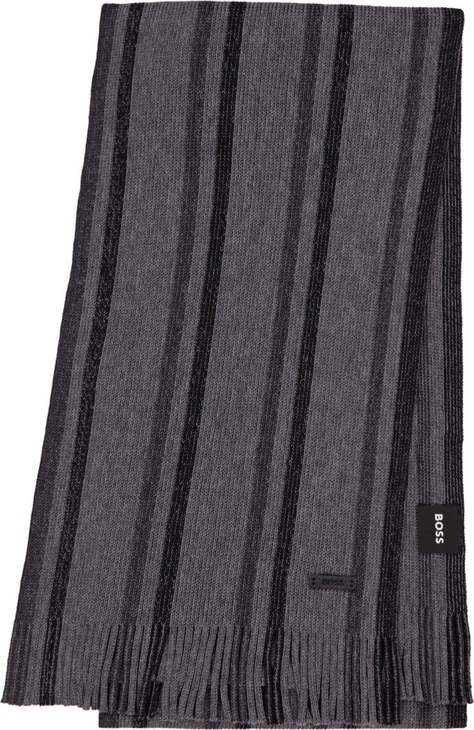 BOSS sjaal Albas Iconic Knitted Scarf Medium Grey grijs