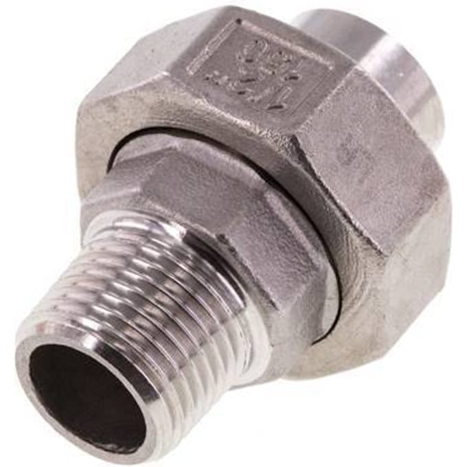Rechte Aansluiting R1/2'' Buitendraad X 21.3mm Laseinde RVS Conische Afdichting 16bar