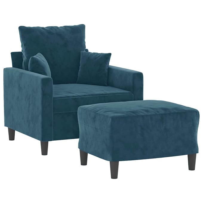 vidaXL - Fauteuil - met - voetenbank - 60 - cm - fluweel - blauw