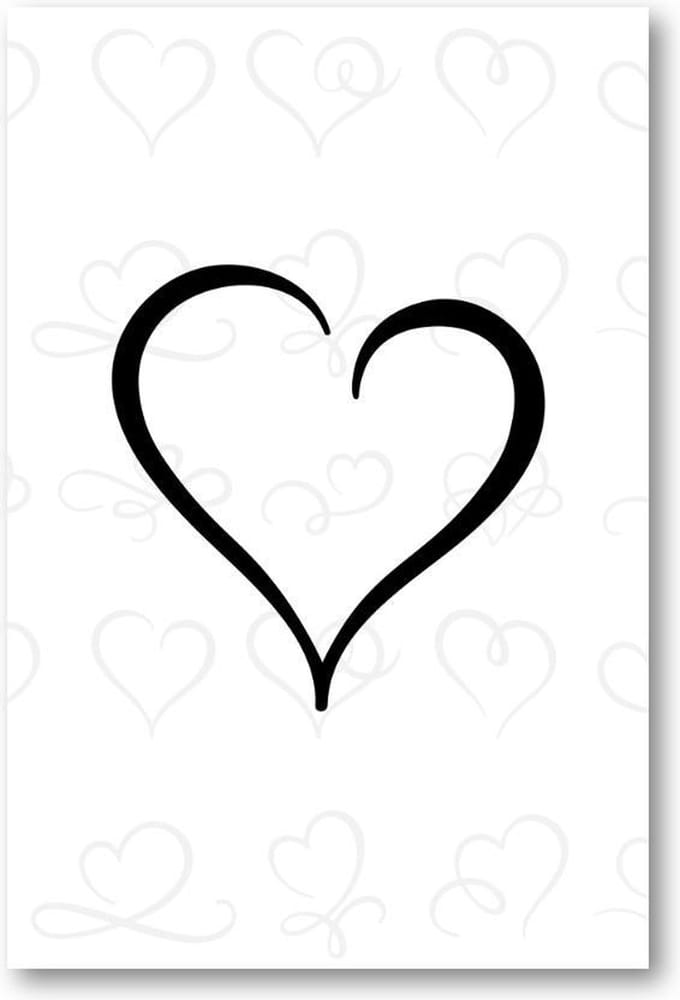 Hart - Harten patroon - Zwart/Wit - 60x90 Canvas Staand - Minimalist