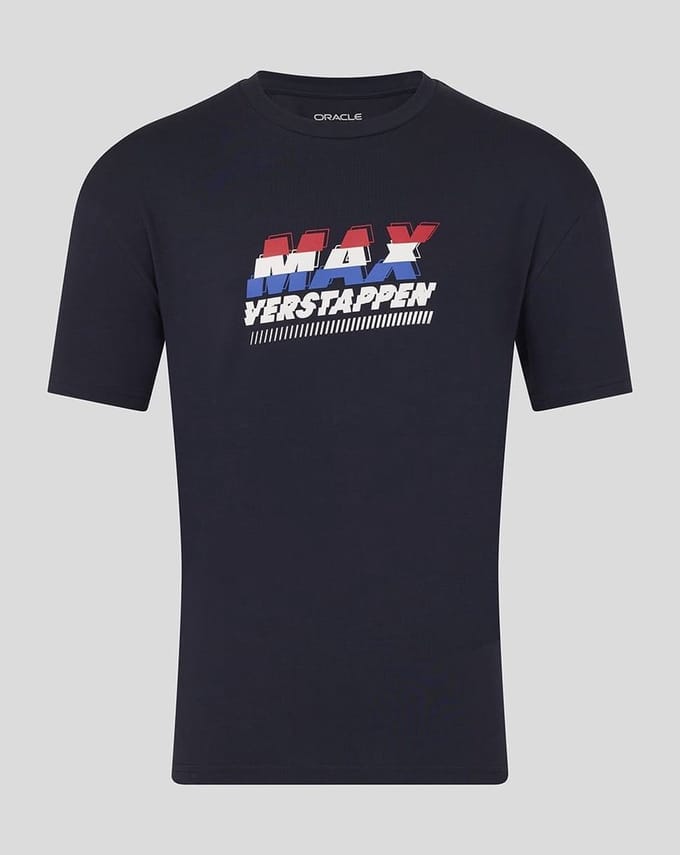 Max Verstappen Front Graphic T-shirt Blauw 2026 Maat M