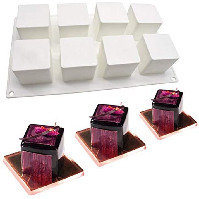Siliconen 3D Bakvorm Dessert Mousse DIY Vorm, 8-Holte Vierkant gray