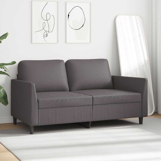 vidaXL - Tweezitsbank - 140 - cm - kunstleer - grijs