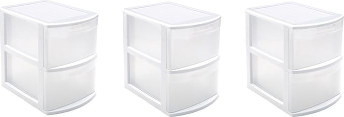 PlasticForte Ladeblok - Set van 3x stuks - 2 lades - bureau organizer - 39 x 29 x 40 cm