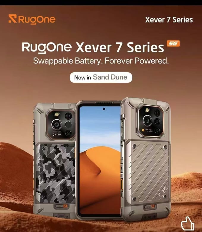 RugOne Xever 7 Pro 16,9 cm (6.67") Dual SIM Android 15 5G USB Type-C 12 GB 512 GB 5550 mAh Sand Dune