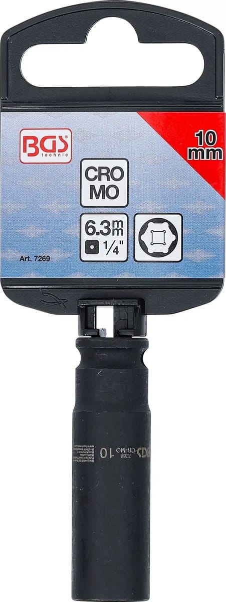 BGS Kracht Dopsleuteldop zeskant, diep - 1/4 - 10 mm
