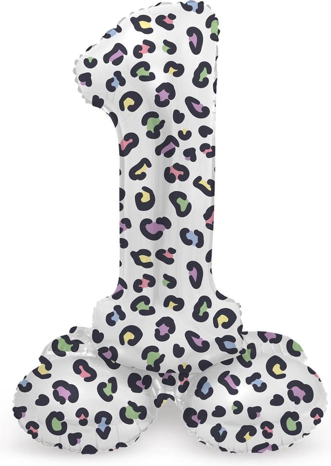 Staande Folieballon Cijfer 1 Bright Panther - 41 cm