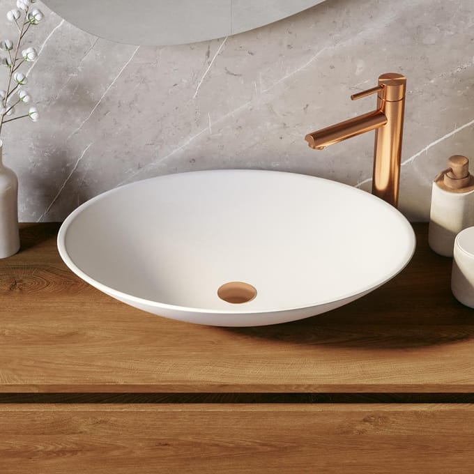 Brauer Vortex Waskom - Ovaal - 58 cm - Fine Stone - Mat - Wit