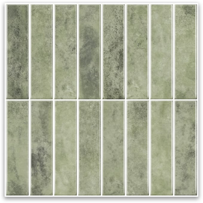 24Supply Plaktegels - 10 Stuks - Glans - Olijfgroen - 30.5x30.5cm