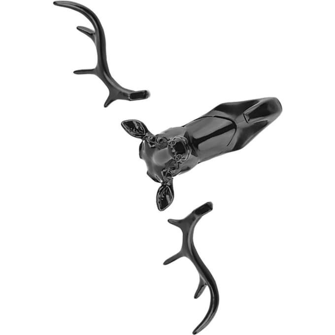 Animaux Crochet Cintre Support Mural Tête de Cerf pour Décoration de Pièce de Maison noir