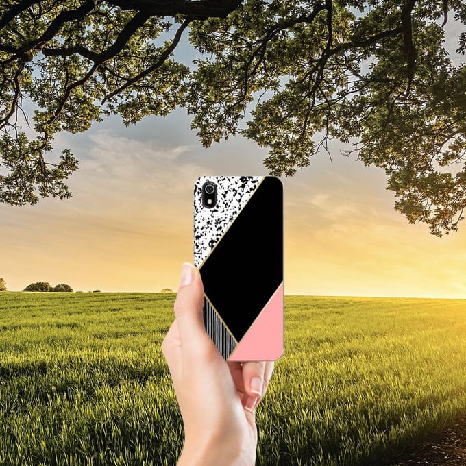 Xiaomi Redmi 7A TPU Hoesje Zwart Roze Vormen