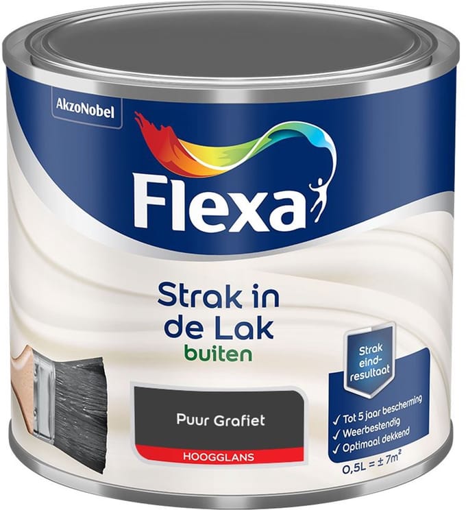 Flexa - Strak In De Lak Buitenlak Hoogglans - Puur Grafiet - Mengverf - 500 Ml