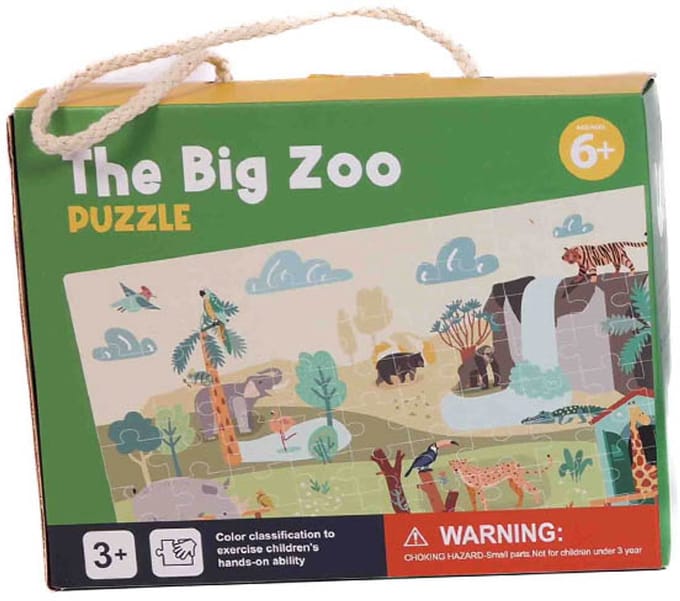 PIA Soft Toys - Puzzel "De grote zoo Design box" - 100 Stuks - 20,2 x 16,2 x 6,5 cm