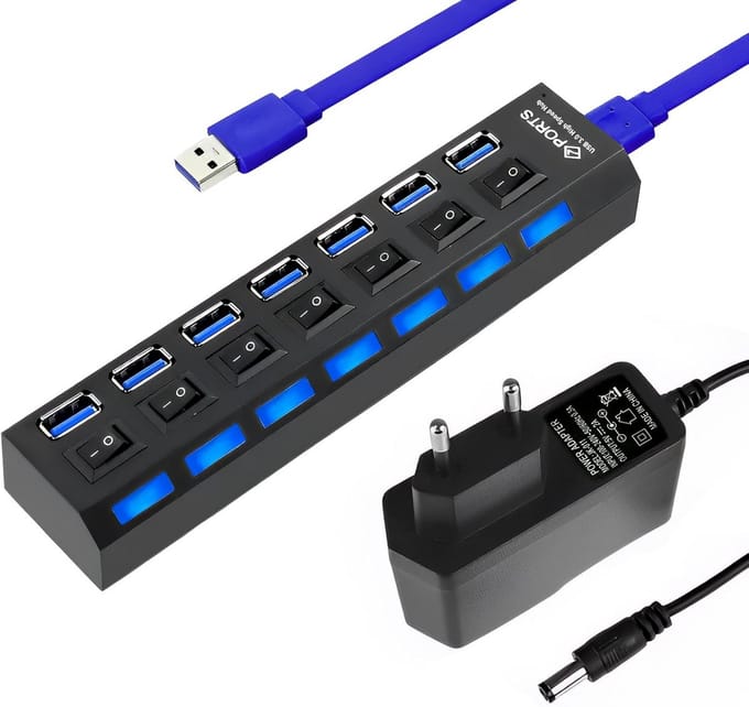 USB Hub met 7 Poorten - Uitbreiding voor Laptop en Desktop