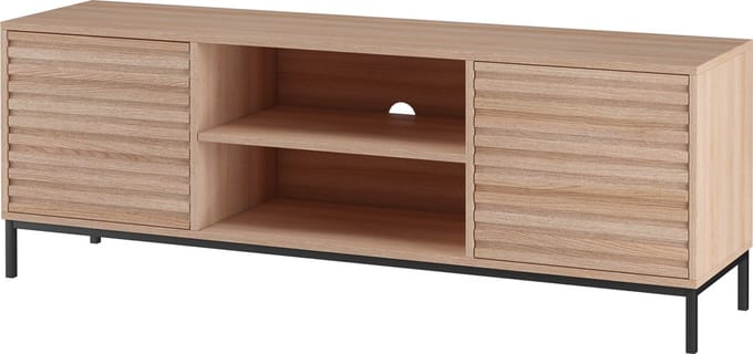 Celine|TV-meubel met 2 deuren en 2 open compartimenten in eikenlook