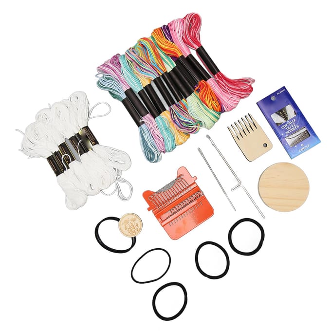 Mini Weefgetouw Machine 14 Haken 18 Kleuren Draad Eenvoudige Bediening Draagbaar Mini Stopweefgetouw voor black
