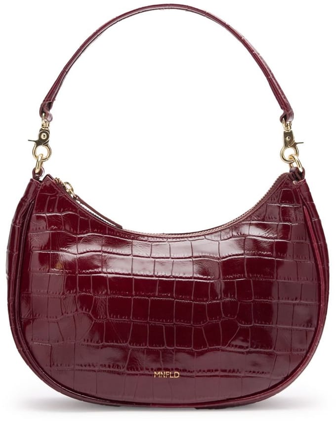 Manfield - Burgundy leren croco schoudertasje