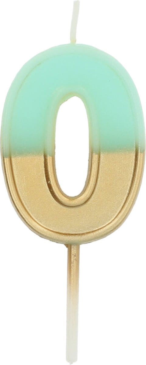 Folat - Kaars Retro Cijfer 0 Lichtblauw - 5 cm