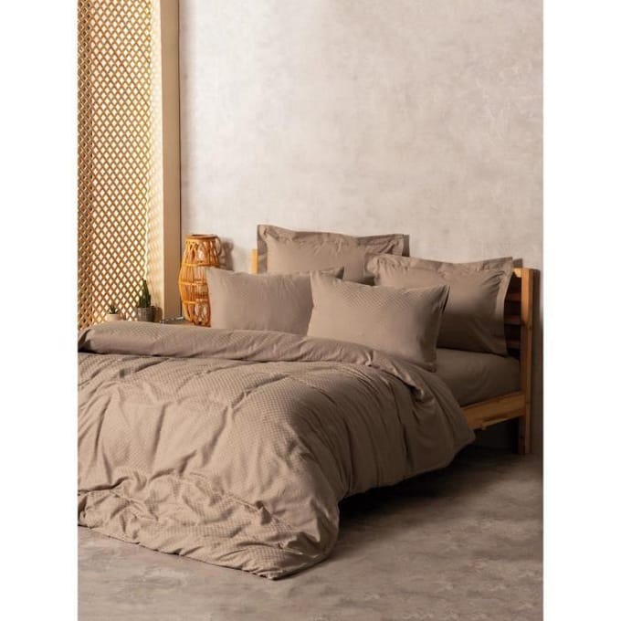 Parure de lit - 1 housse de couette 220 x 240 cm + 2 taies d'oreiller 60 x 60 cm - 100% coton renforcé - Vison