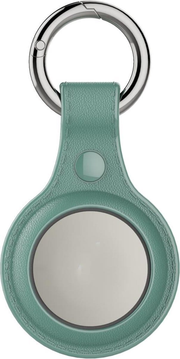 By Qubix - AirTag case Litchi Texture series - siliconen sleutelhanger met ring - groen