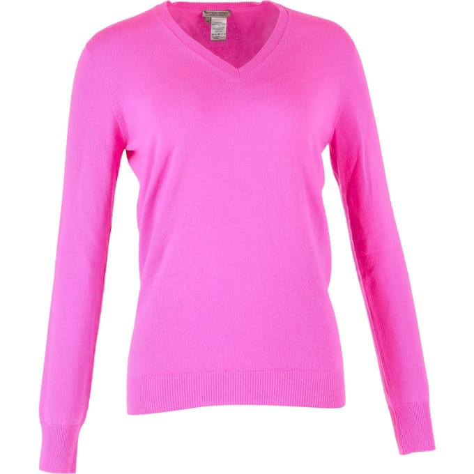 Gebreide V-hals trui van Bottega Veneta in roze wol