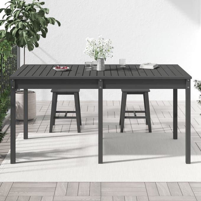 vidaXL - Tuintafel - 159,5x82,5x76 - cm - massief - grenenhout - grijs