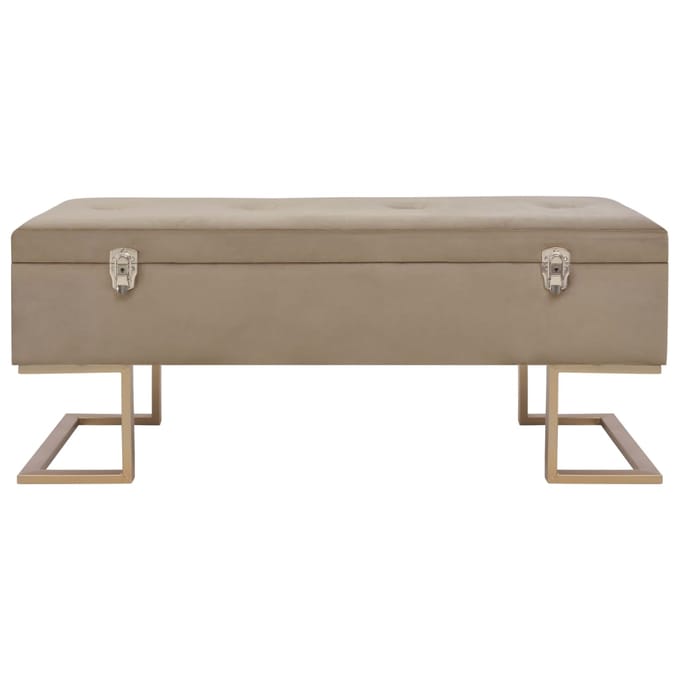 vidaXL - Bankje - met - opbergvak - 105 - cm - fluweel - beige