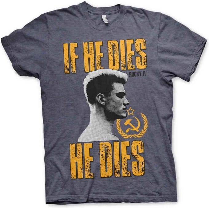 Rocky Heren Tshirt -L- If He Dies, He Dies Blauw