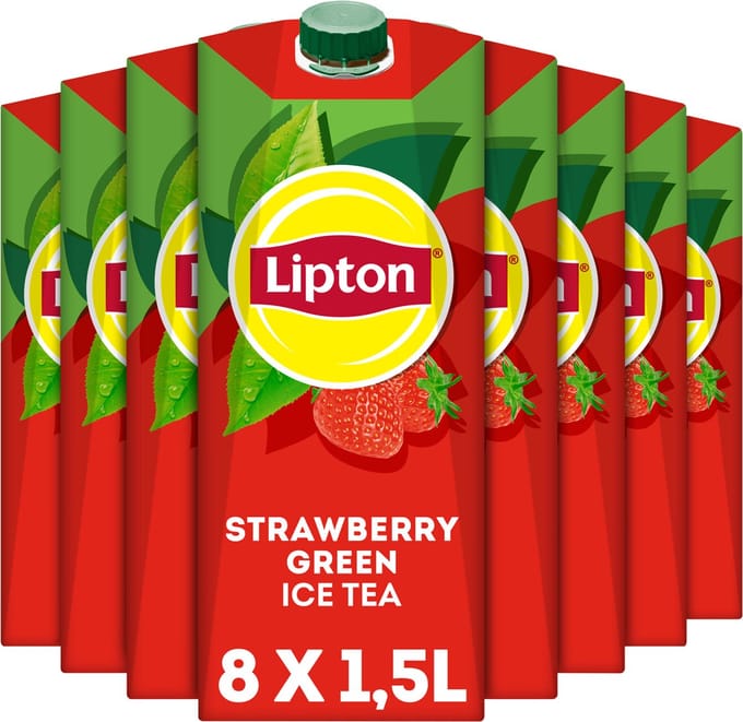 Lipton Ice Tea Green - Strawberry - laag in suiker - 8 x 1,5 L