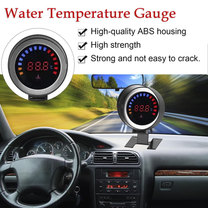 52 mm watertemperatuurmeter auto digitale meter LED-display 0-120 Celsius met sensoralarmfunctie voor zwart