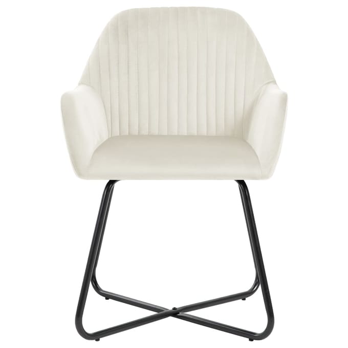 vidaXL - Eetkamerstoelen - 2 - st - fluweel - crèmekleurig