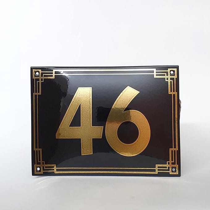 Art deco | jaren ’30 | luxe emaille huisnummer - 46