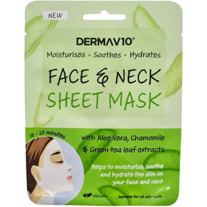 DermaV10 Aloe Vera Face And Neck Sheet Mask 1 st