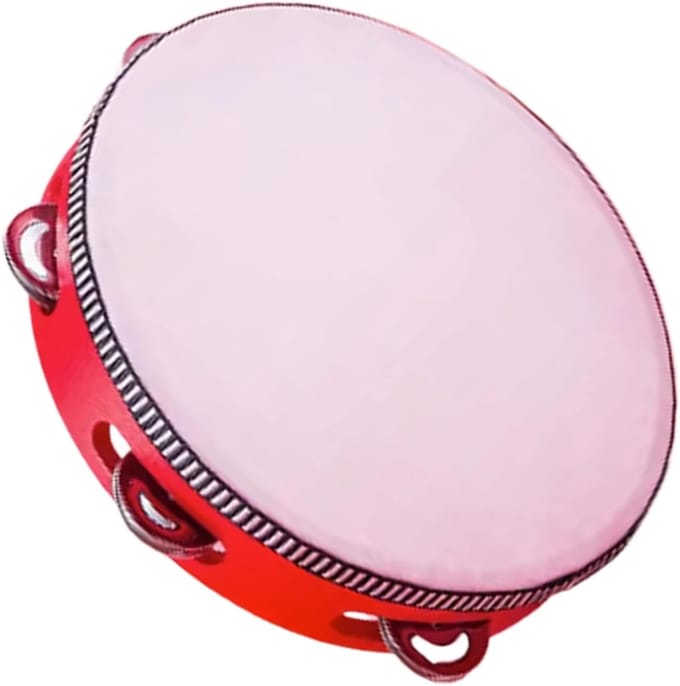 Kinder Tamboerijn - Percussie Instrument - Muziek Leren - Duurzaam Hout Polyester - 20 cm Diameter - Rood