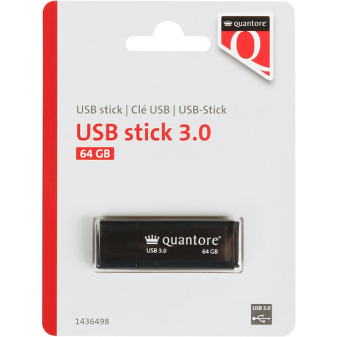 USB stick 3.0 Quantore USB-A 64GB zwart