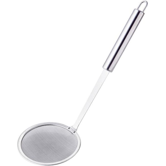 Fijnmazig Zeef RVS Schuimspaan met Lange Steel Keuken Kookgereedschap white