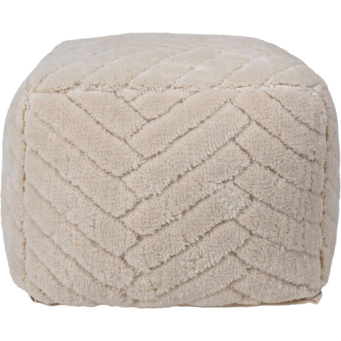 Poef Senna 35 x 50 cm - Luxe Ronde Poef met Visgraatpatroon