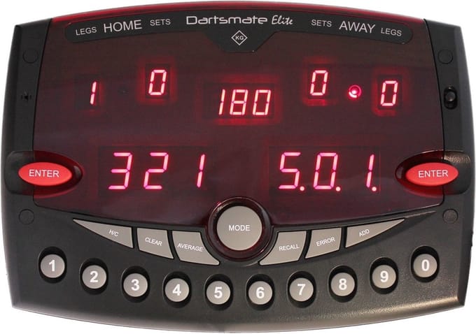 KeyGlory Dartsmate Elite - Dart Scorebord Elektronisch - LED Display - Scorer en Training - Handicap Functie - PAC Modus
