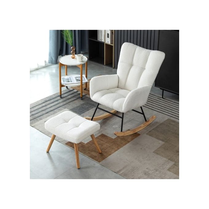 Fauteuil à bascule - MUVOE - Ergonomique - Blanc - Repose-pieds inclus - 92 cm de hauteur blanc