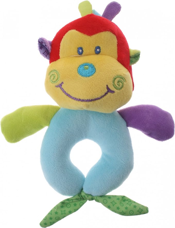 Eddy Toys Pluche Rammelaar Aap Geel/blauw 16 Cm