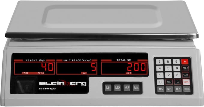 Controle weegschaal - 40 kg / 2 g - 33,7 x 23,1 cm - 6 LED - Steinberg Systems