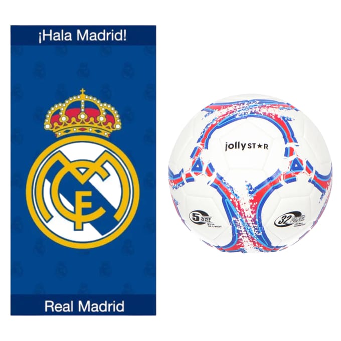 Real Madrid strandset; strandlaken en voetbal