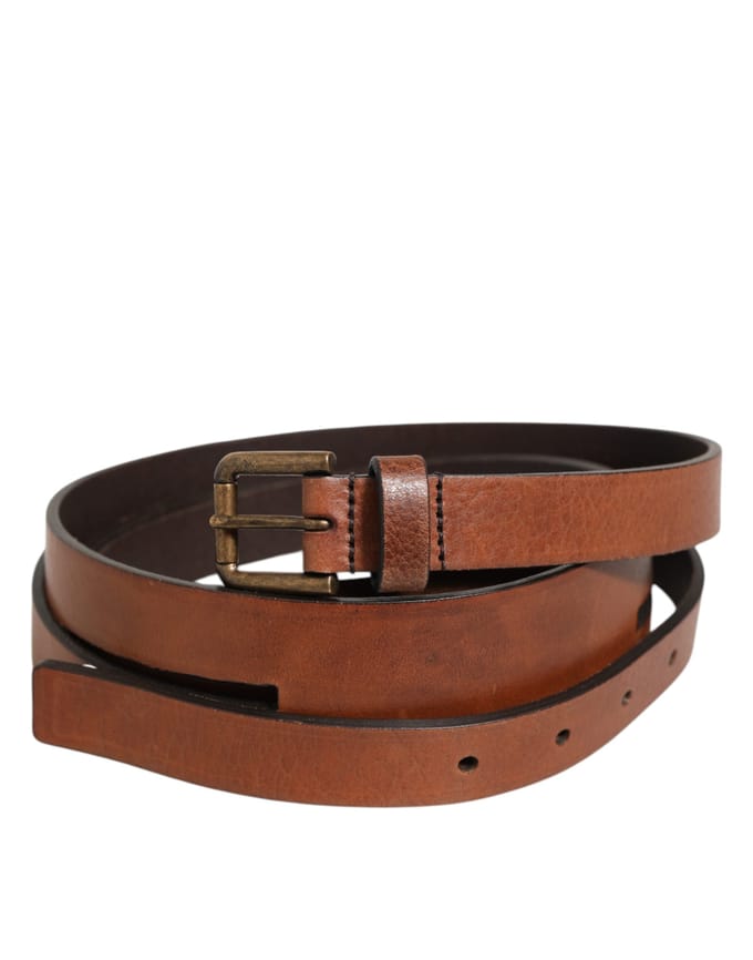 Dolce & Gabbana Bruine Dubbele Leren Band Gouden Gesp Riem