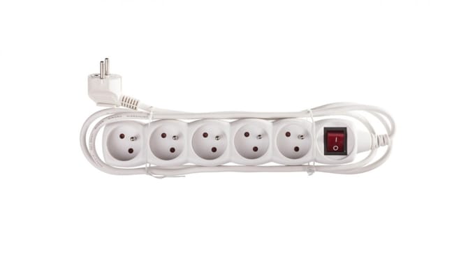 Rallonge 5 prises avec interrupteur Schuko 2M /H05Vv-F 3G1/ Blanc P1512
